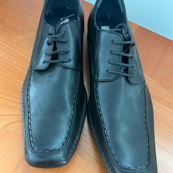 MENS BLACK STEVE MADDEN LACE UP DRESS SHOE FANATIC SIZE 10 UPPER STRETCH - Picture 1 of 9
